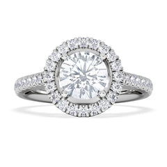 Ella Halo Lab Diamond Engagement Ring IGI 1.30ct F/VS1 18K White Gold