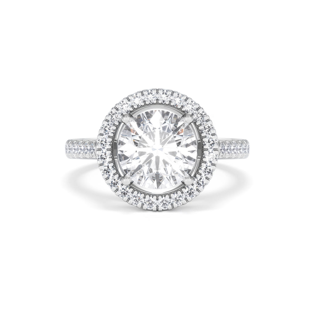 2.60 Carat Ella Halo Lab Diamond Engagement Ring IGI F/VS1 in Platinum