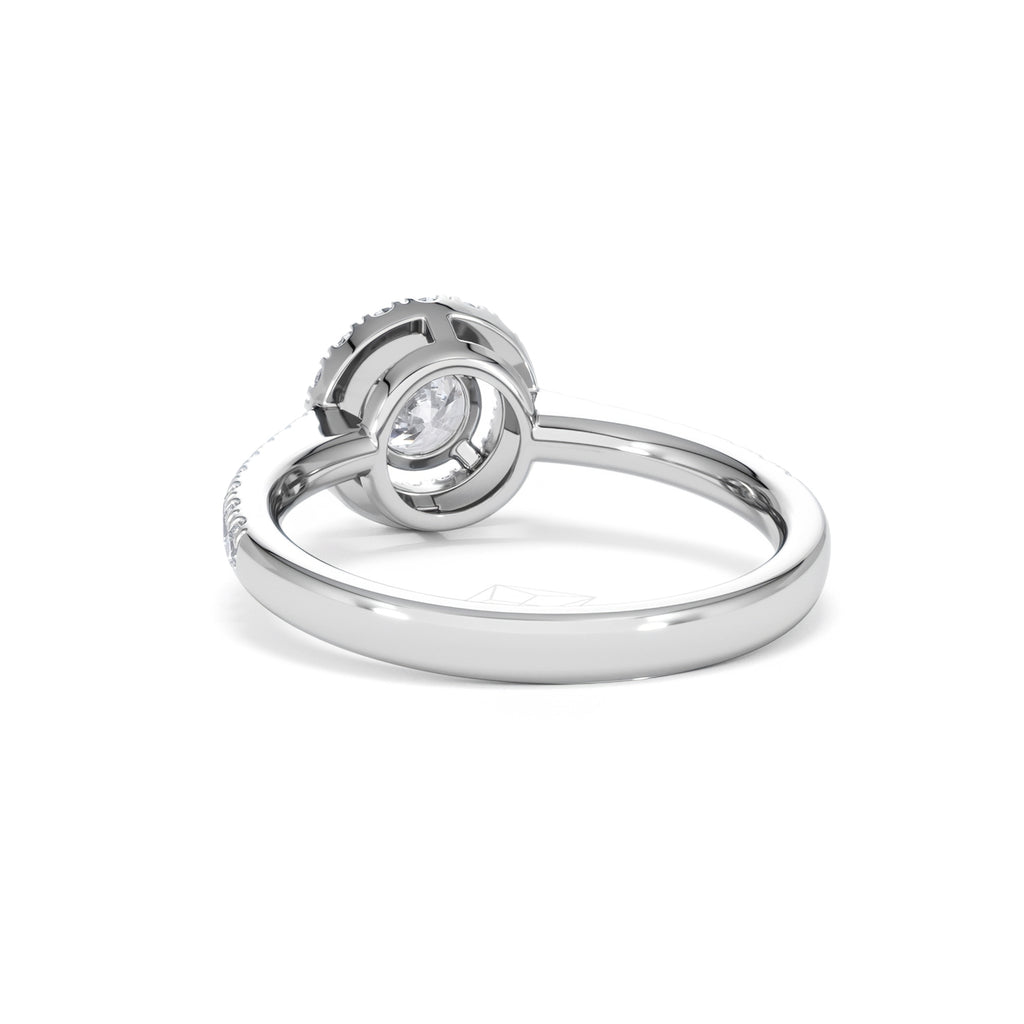 Ella Halo Lab Diamond Engagement Ring 0.86ct F/VS1 18K White Gold