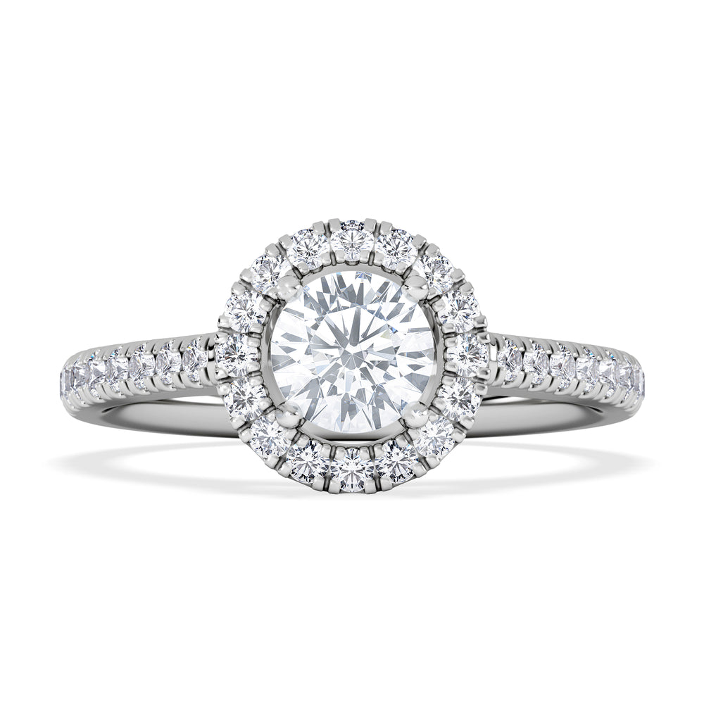 Ella Halo Lab Diamond Engagement Ring 0.86ct F/VS1 in Platinum
