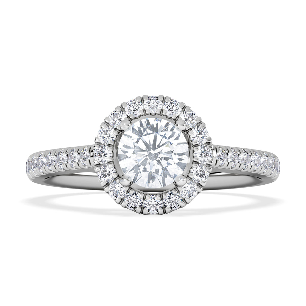 Ella Halo Lab Diamond Engagement Ring 0.86ct F/VS1 in Platinum