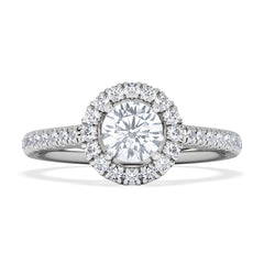 Ella Halo Lab Diamond Engagement Ring 0.86ct F/VS1 in Platinum