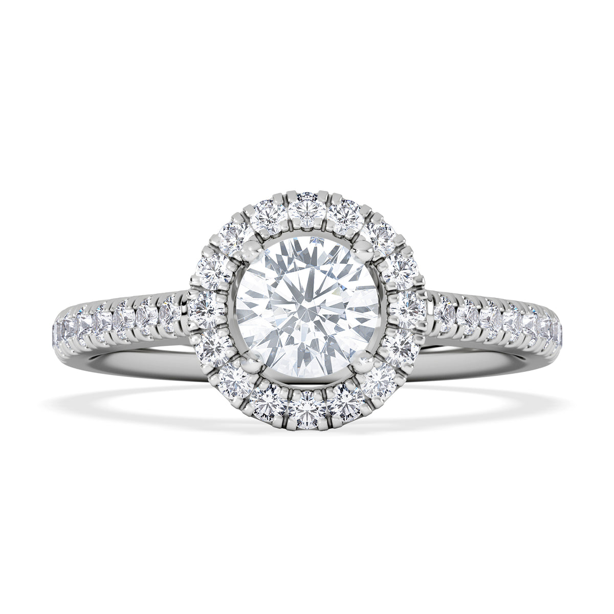 Ella Halo Lab Diamond Engagement Ring 0.86ct F/VS1 in Platinum