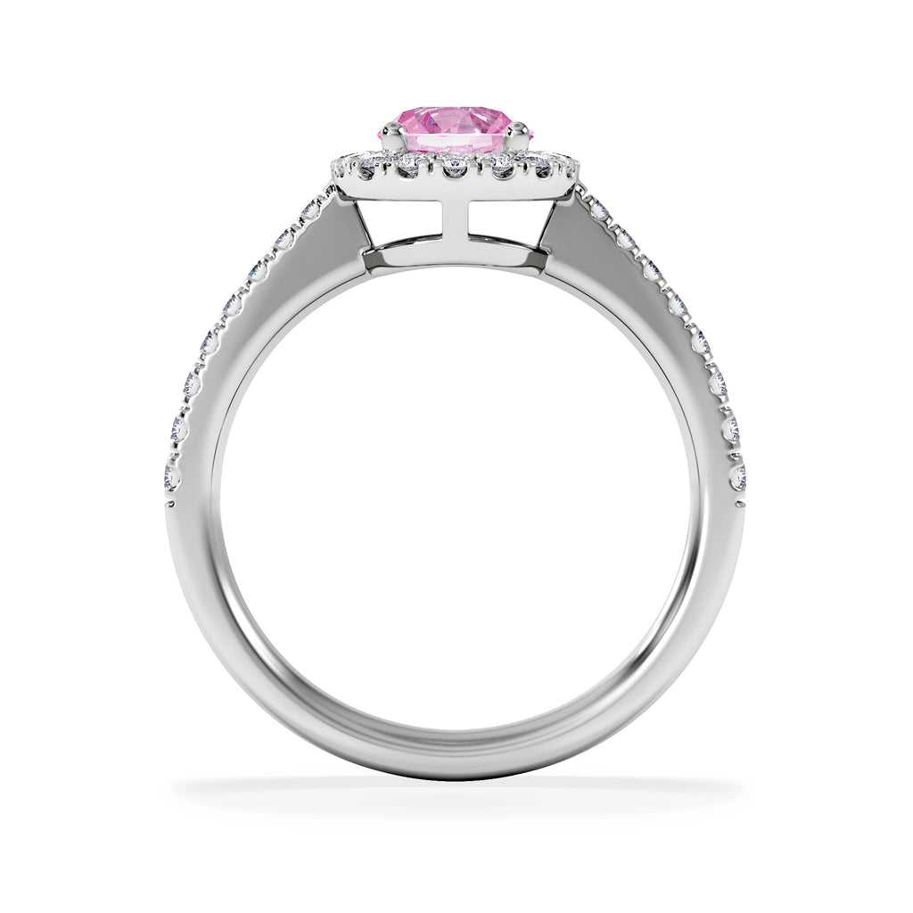Halo 18K White Gold Diamond and Pink Sapphire Ring 0.36ct