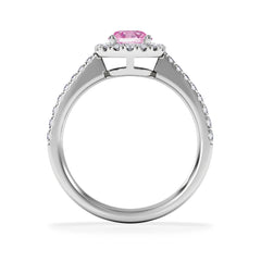 Halo 18K White Gold Diamond and Pink Sapphire Ring 0.36ct