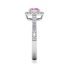 Halo 18K White Gold Diamond and Pink Sapphire Ring 0.36ct
