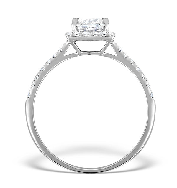 Halo Engagement Ring Ella 18K Gold Diamond Princess Cut 0.82ct SI