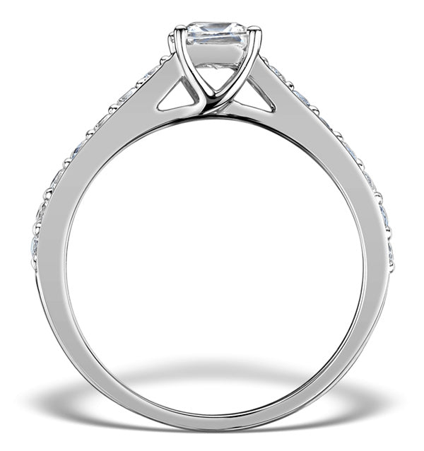 Sidestone Engagement Ring Seraphina 0.95ct Vs2 Princess Diamond 18KW