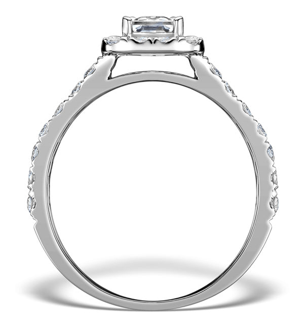 Halo Engagement Ring Aria 1.30ct SI2 Princess Diamond 18K White Gold