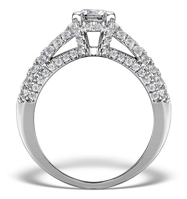 Sidestone Engagement Ring Nova 1.20ct SI2 Pave Diamonds 18K White Gold