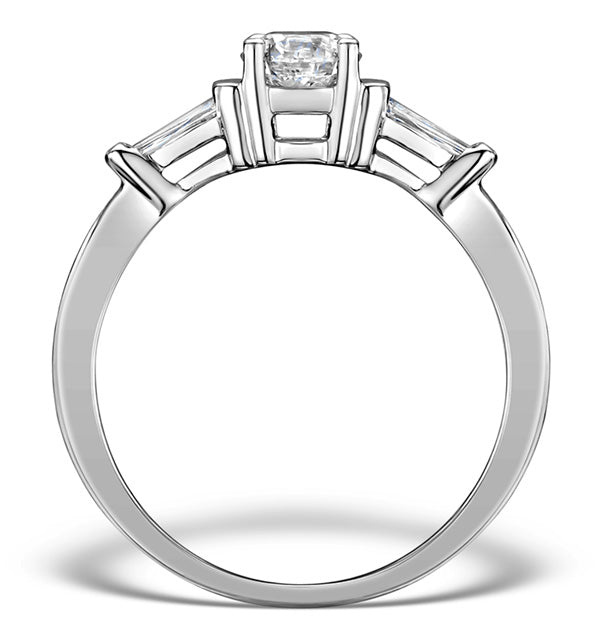 Sidestone Engagement Ring Vana 0.80ct SI2 Baguette Diamonds 18KW Gold