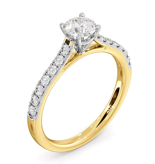 Natalia Diamond Engagement Side Stone Ring 18K Gold 0.91CT G/SI1