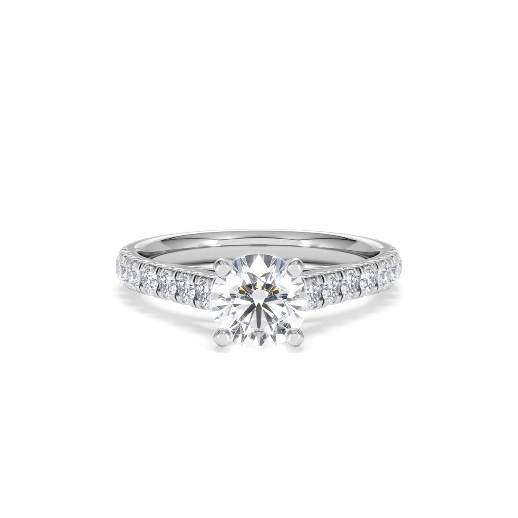 Natalia Lab Diamond Engagement Side Stone Ring Platinum 1.50CT F/VS1