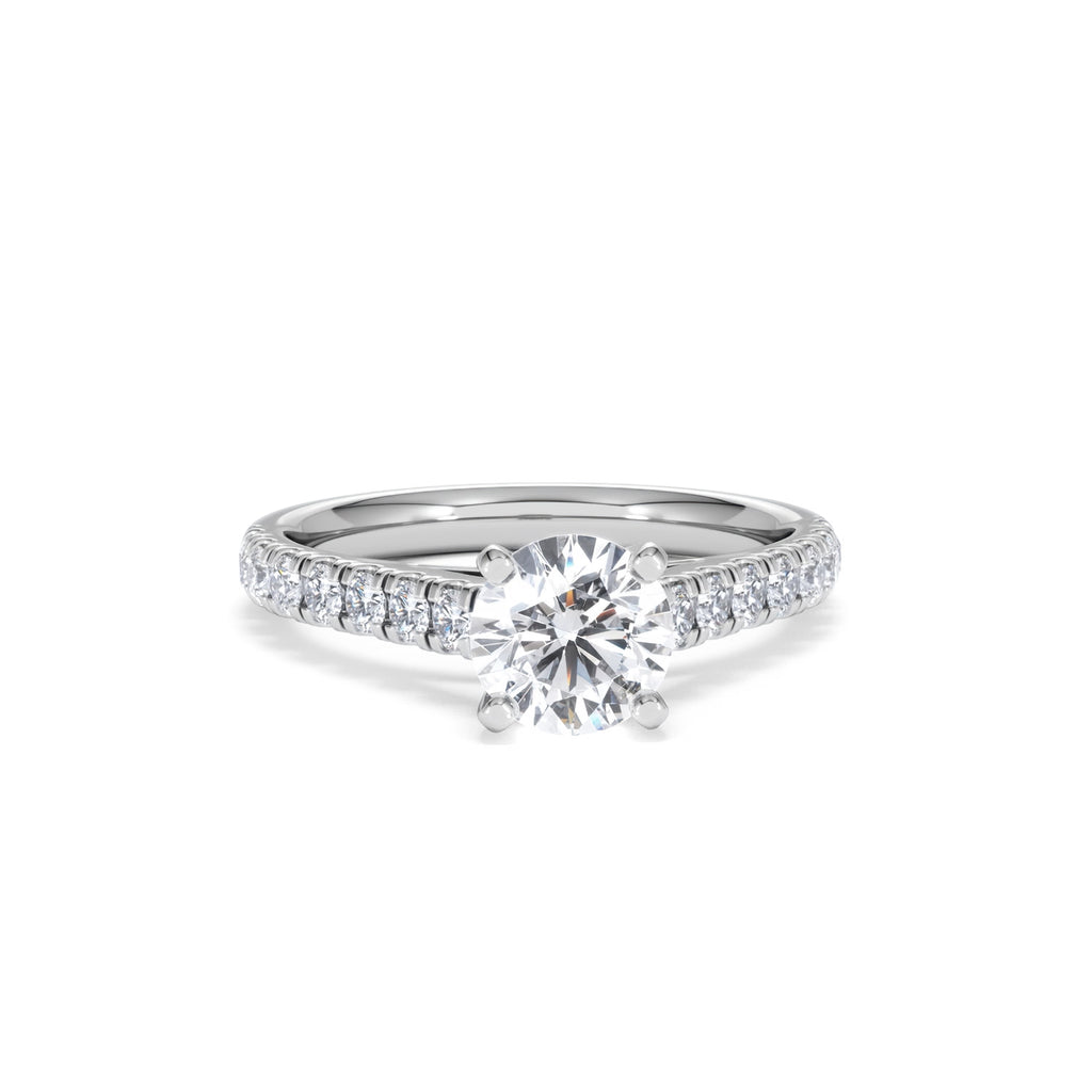 Natalia Lab Diamond Engagement Side Stone Ring Platinum 1.50CT F/VS1