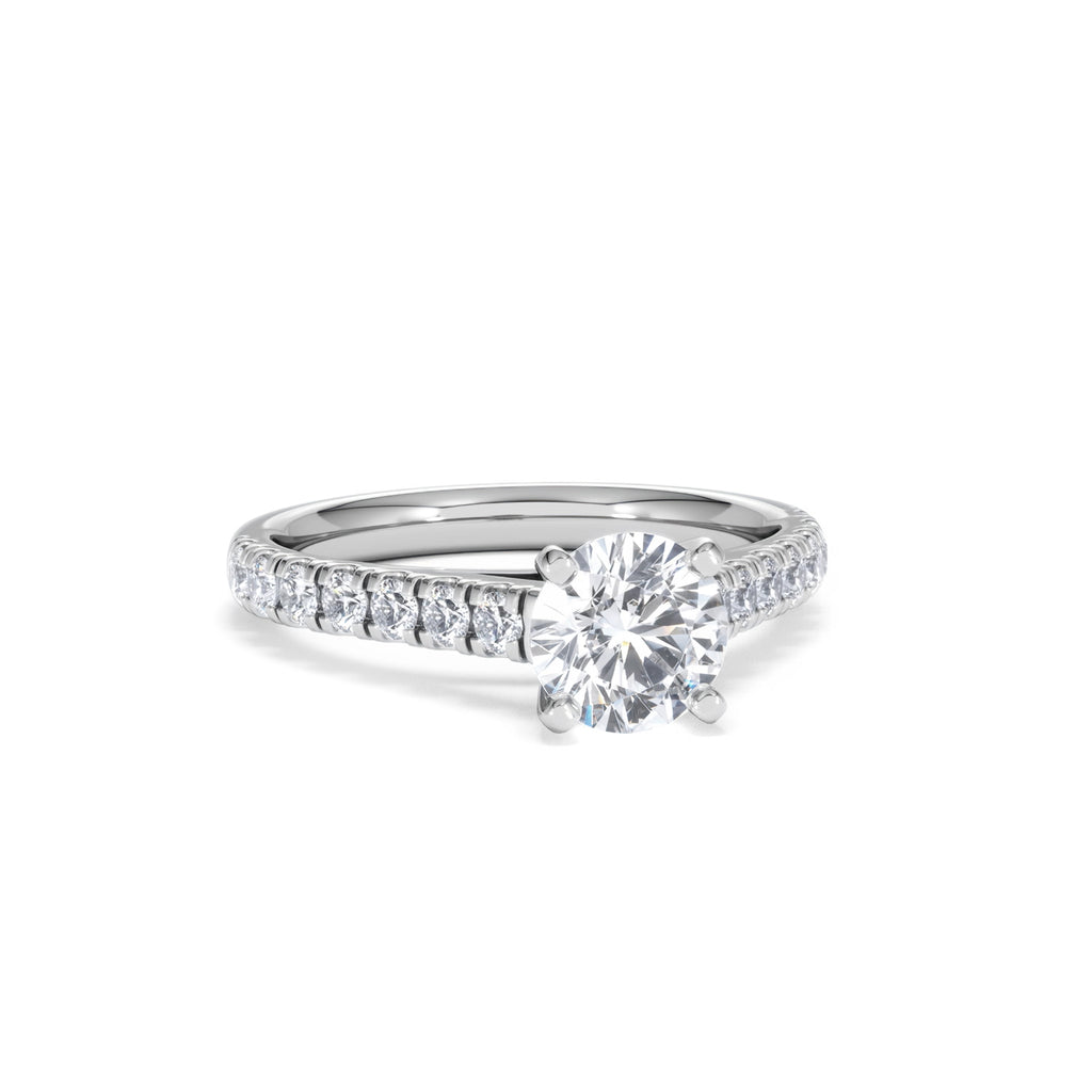 Natalia Lab Diamond Engagement Side Stone Ring Platinum 1.50CT F/VS1