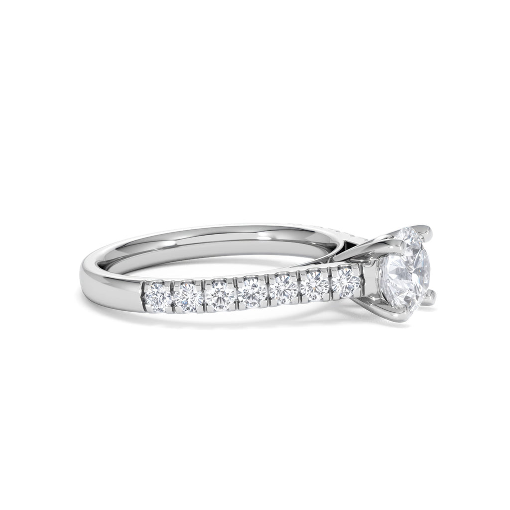 Natalia Lab Diamond Engagement Side Stone Ring Platinum 1.50CT F/VS1