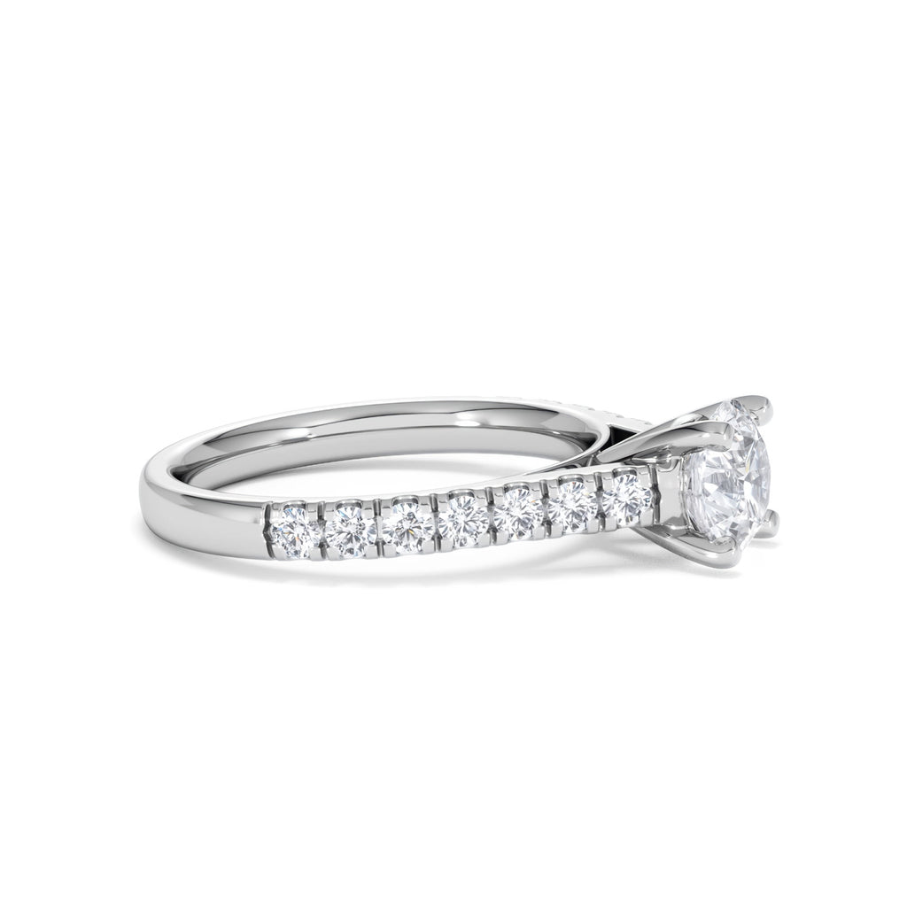 Natalia Lab Diamond Engagement Side Stone Ring Platinum 1.50CT F/VS1