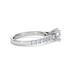 Natalia Lab Diamond Engagement Side Stone Ring Platinum 1.50CT F/VS1