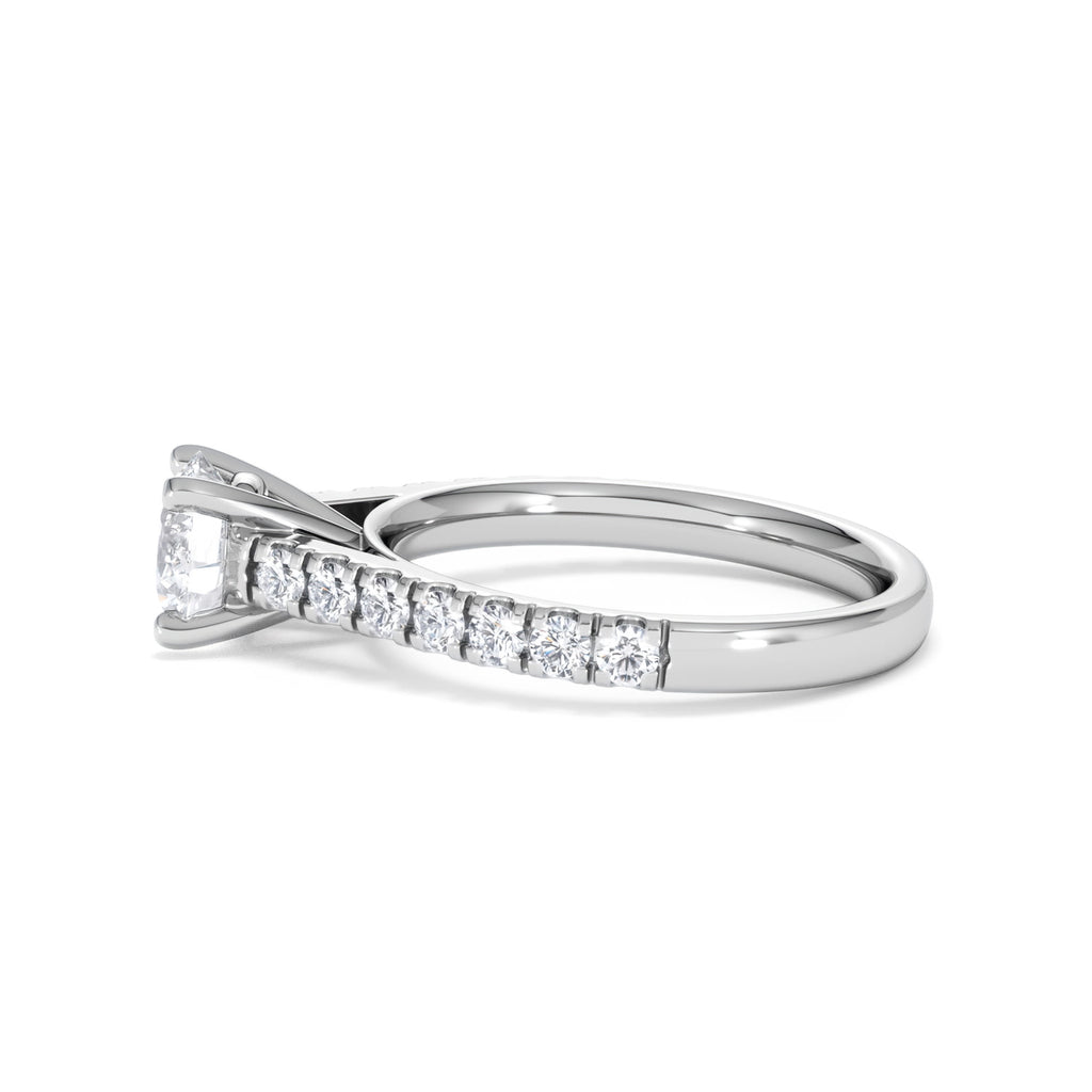 Natalia Lab Diamond Engagement Side Stone Ring Platinum 1.50CT F/VS1
