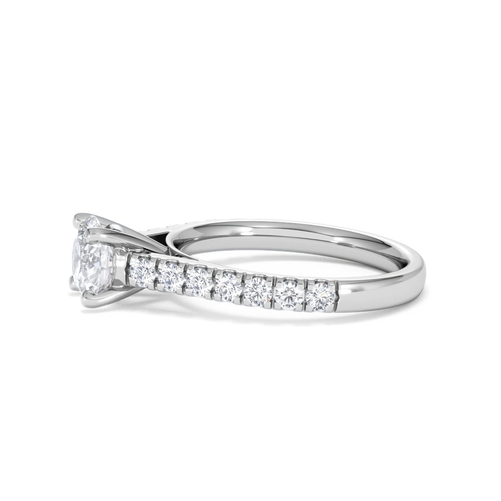 Natalia Lab Diamond Engagement Side Stone Ring Platinum 1.50CT F/VS1