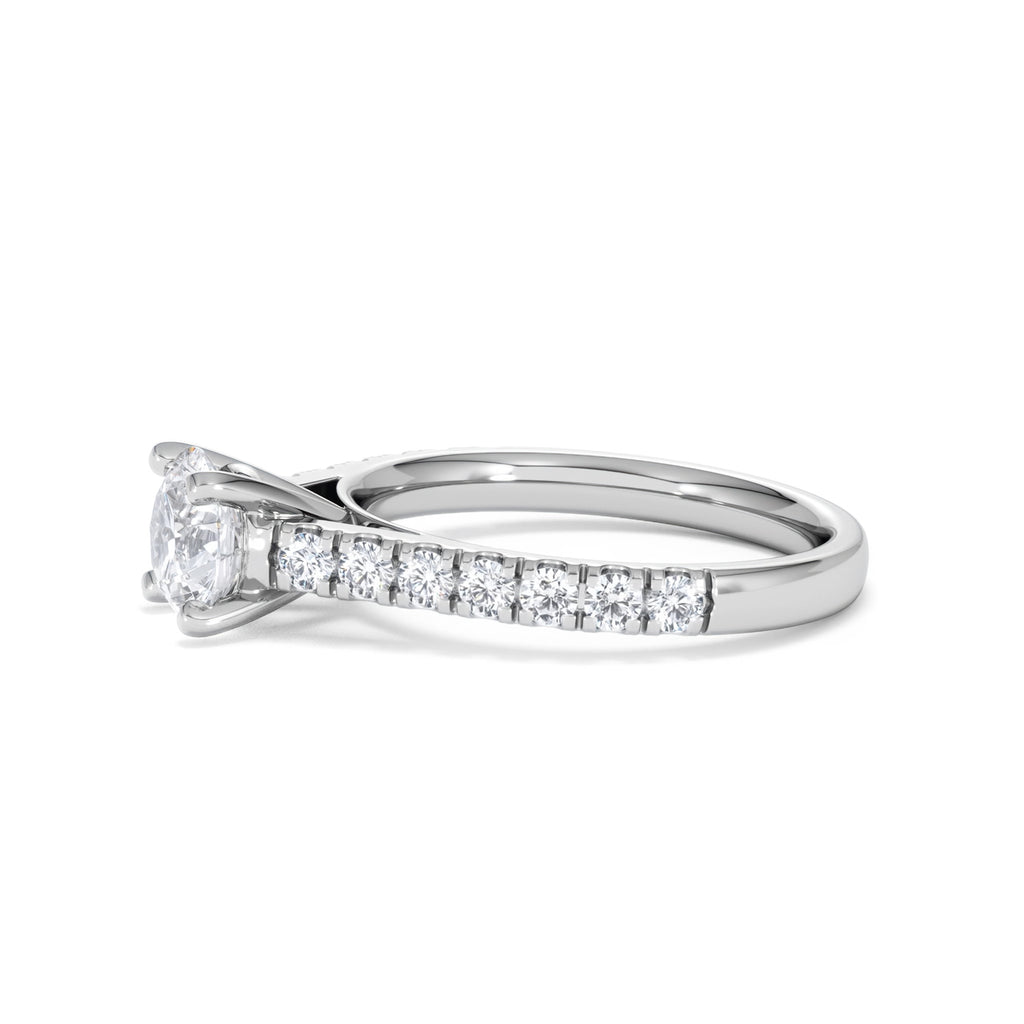 Natalia Lab Diamond Engagement Side Stone Ring Platinum 1.50CT F/VS1