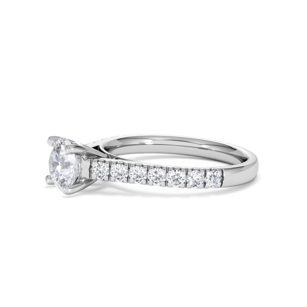 Natalia Lab Diamond Engagement Side Stone Ring Platinum 1.50CT F/VS1