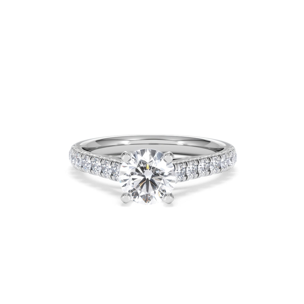Natalia Lab Diamond Engagement Side Stone Ring Platinum 1.50CT F/VS1
