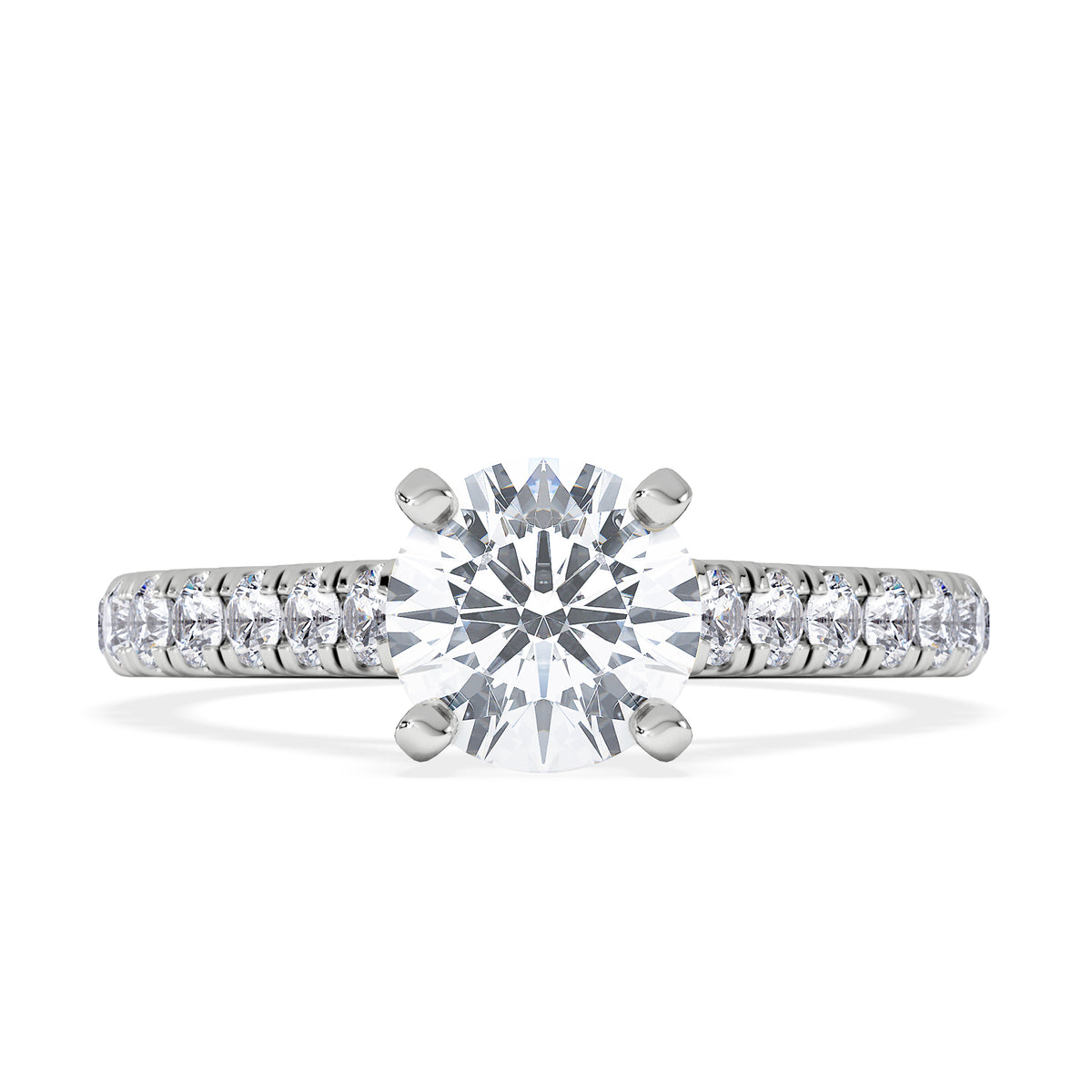 Natalia Lab Diamond Engagement Side Stone Ring Platinum 1.50CT F/VS1