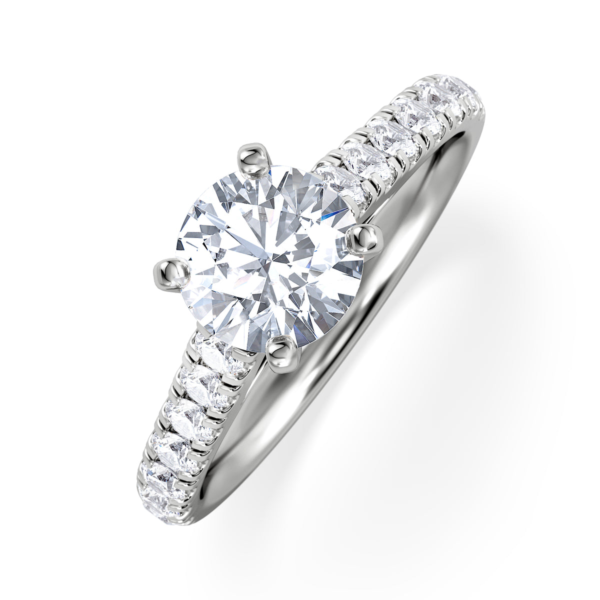 Natalia Lab Diamond Engagement Side Stone Ring Platinum 1.50CT F/VS1
