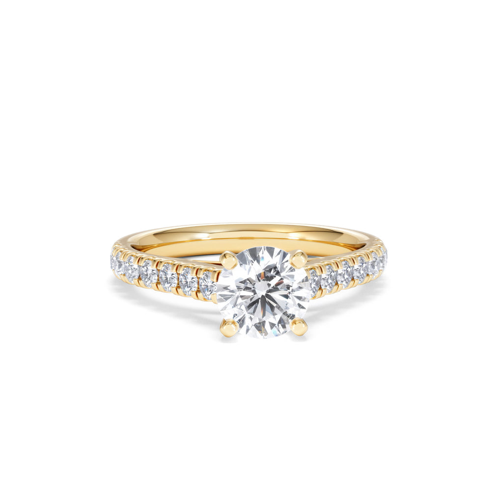 Natalia Lab Diamond Engagement Side Stone Ring 18K Gold 1.50CT F/VS1