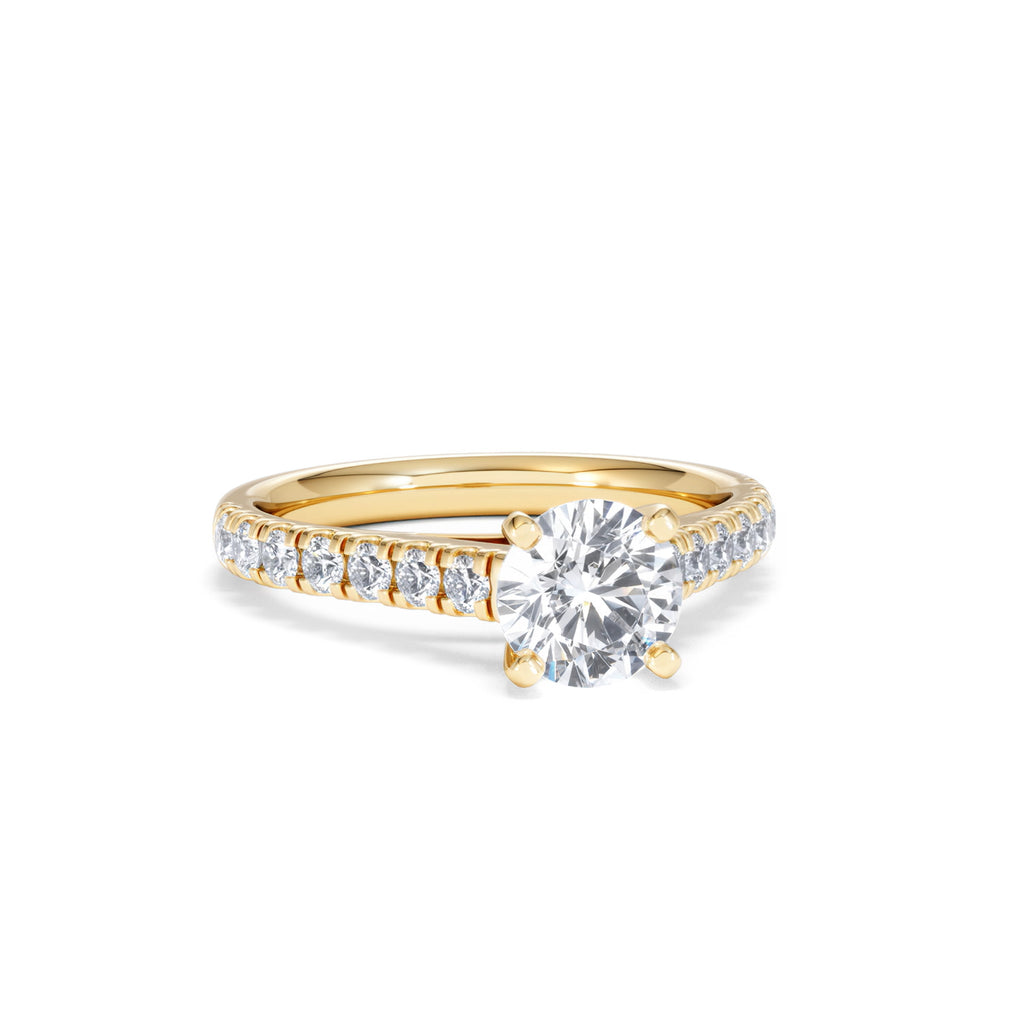 Natalia Lab Diamond Engagement Side Stone Ring 18K Gold 1.50CT F/VS1