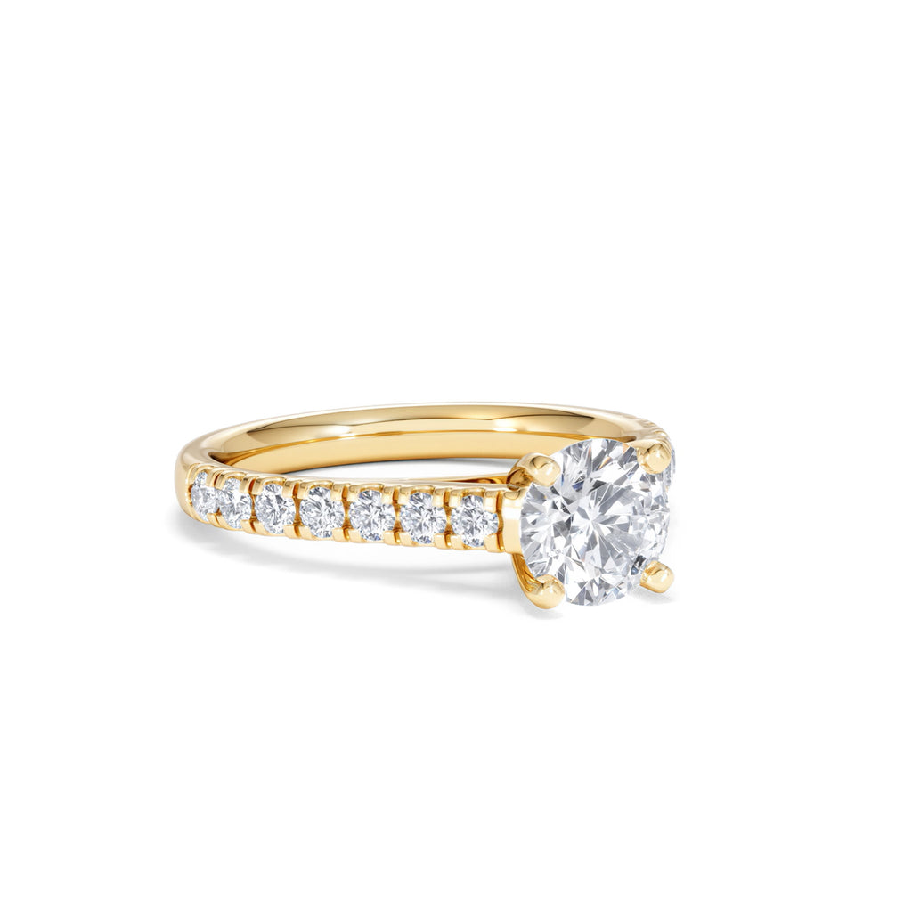 Natalia Lab Diamond Engagement Side Stone Ring 18K Gold 1.50CT F/VS1