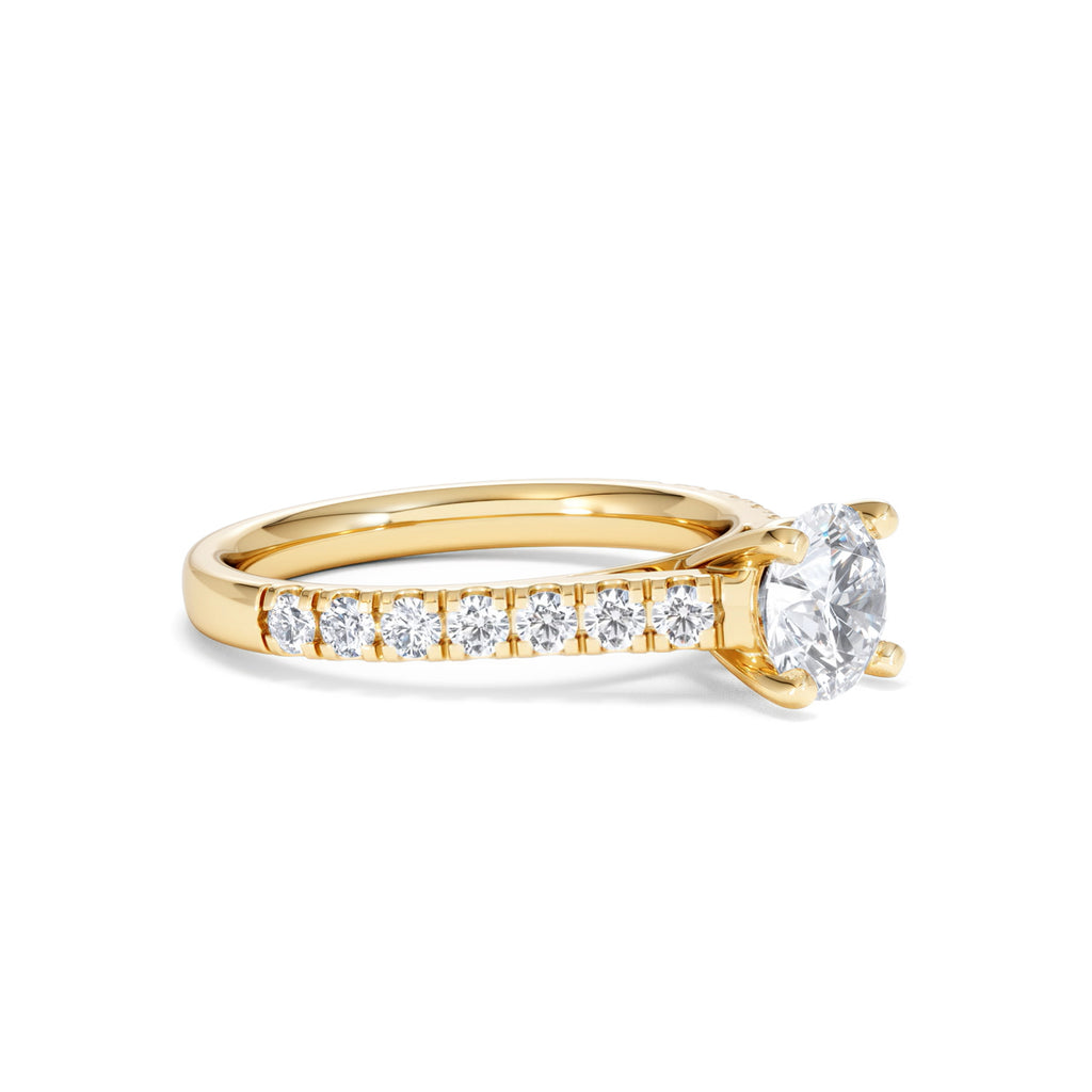 Natalia Lab Diamond Engagement Side Stone Ring 18K Gold 1.50CT F/VS1