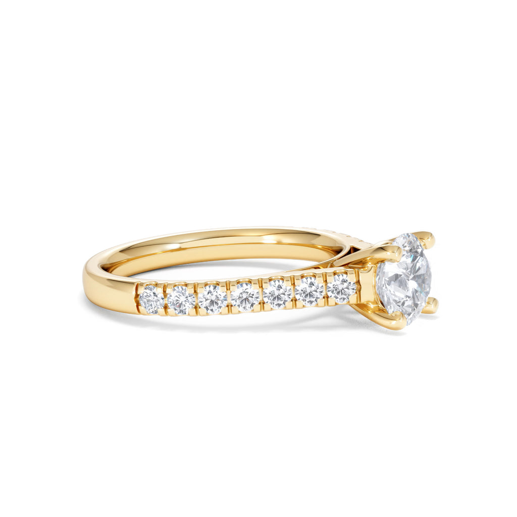 Natalia Lab Diamond Engagement Side Stone Ring 18K Gold 1.50CT F/VS1