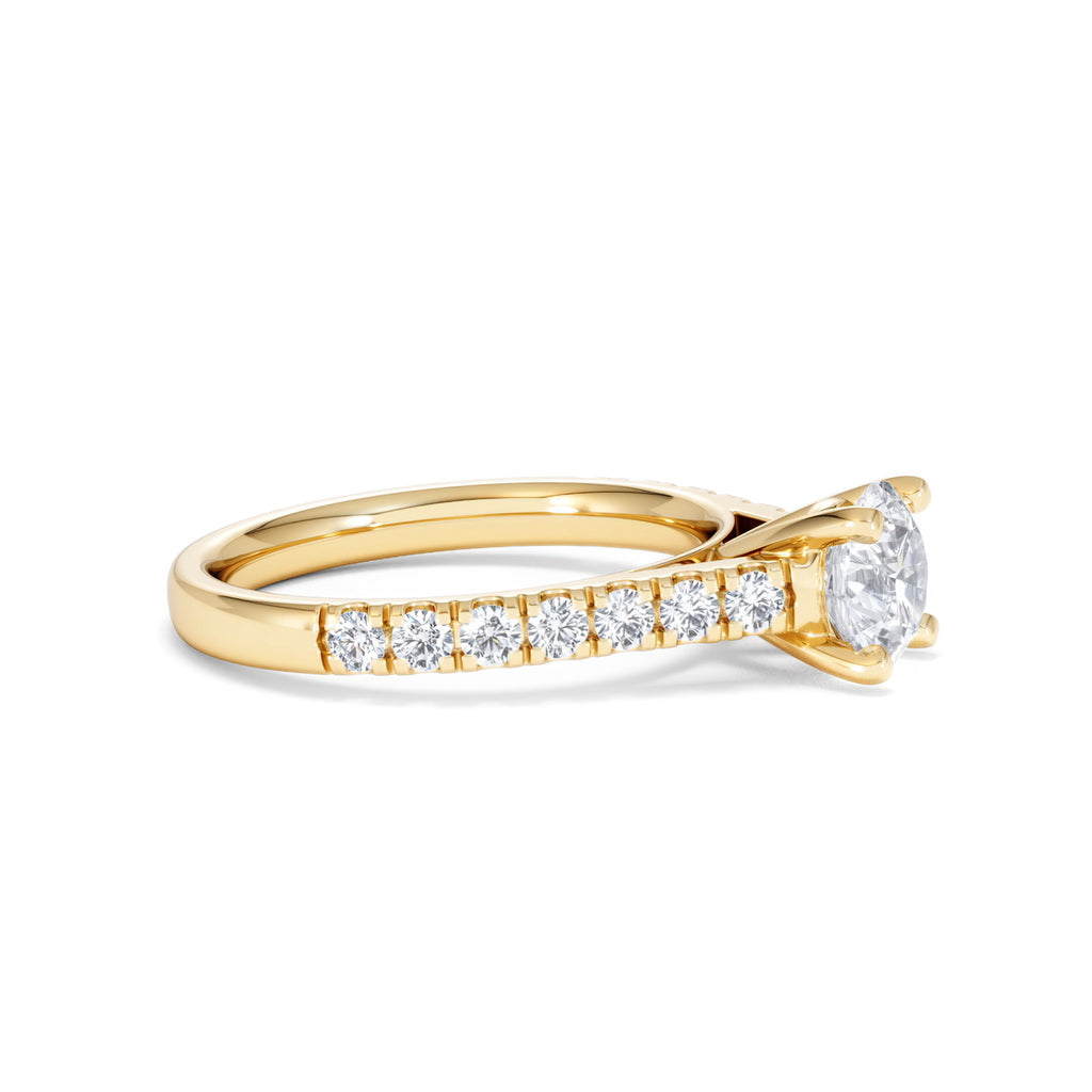 Natalia Lab Diamond Engagement Side Stone Ring 18K Gold 1.50CT F/VS1
