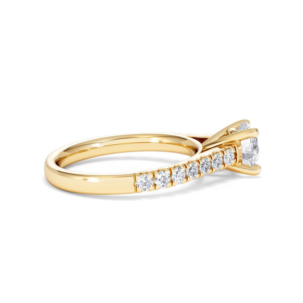 Natalia Lab Diamond Engagement Side Stone Ring 18K Gold 1.50CT F/VS1