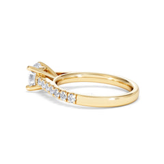 Natalia Lab Diamond Engagement Side Stone Ring 18K Gold 1.50CT F/VS1