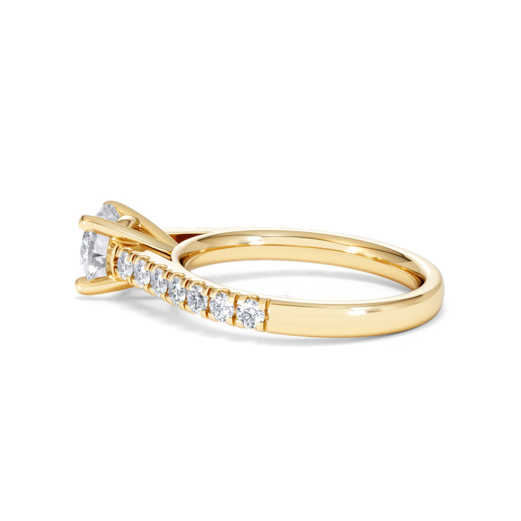 Natalia Lab Diamond Engagement Side Stone Ring 18K Gold 1.50CT F/VS1