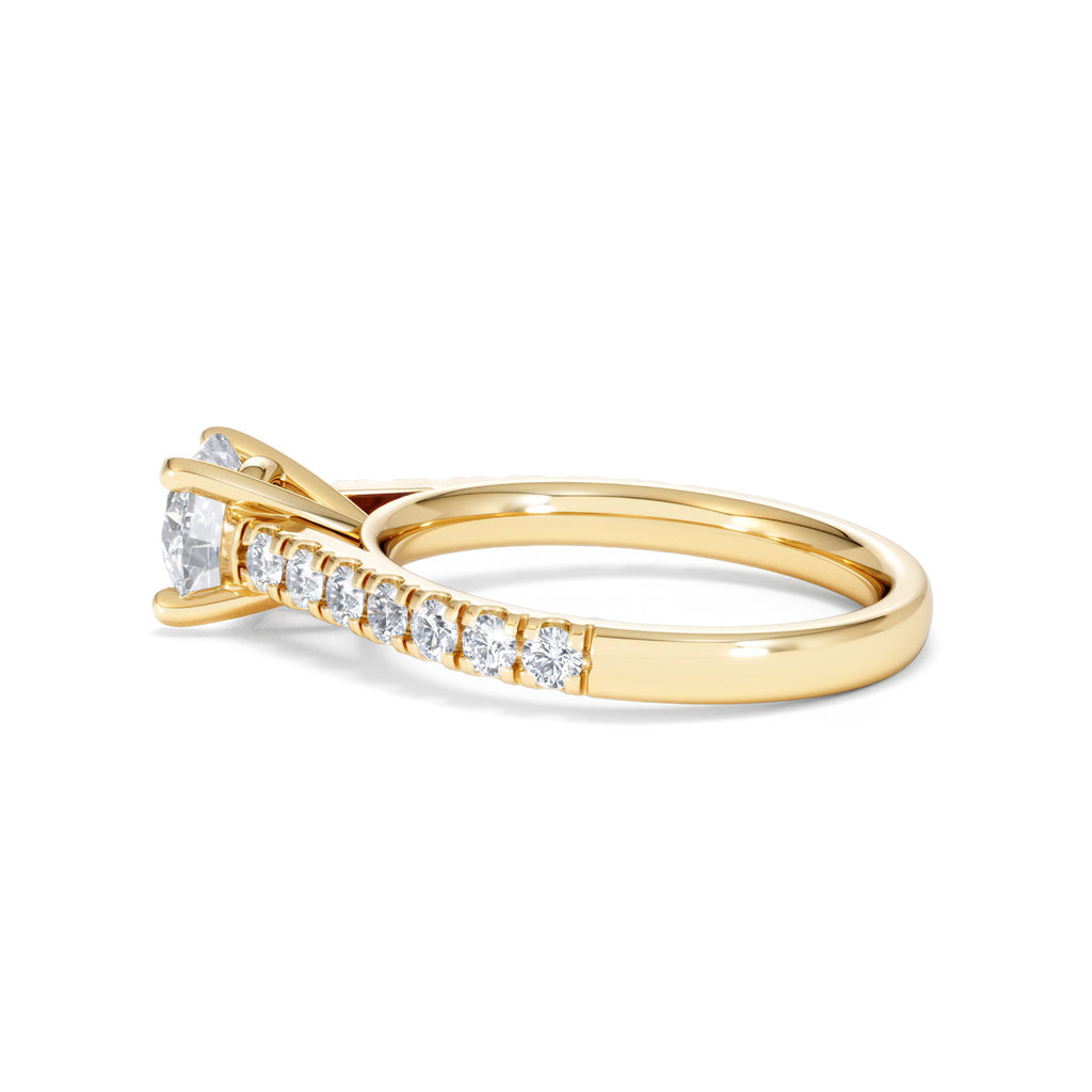 Natalia Lab Diamond Engagement Side Stone Ring 18K Gold 1.50CT F/VS1