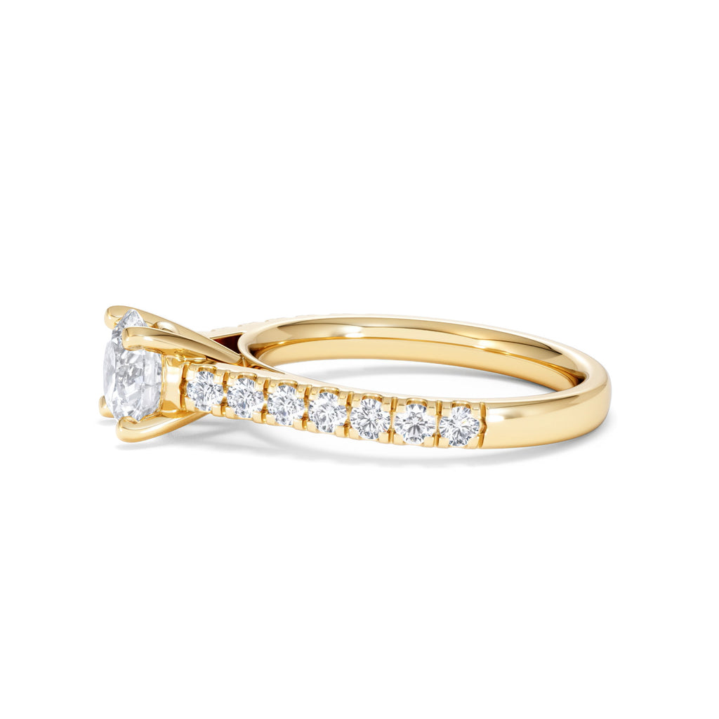 Natalia Lab Diamond Engagement Side Stone Ring 18K Gold 1.50CT F/VS1