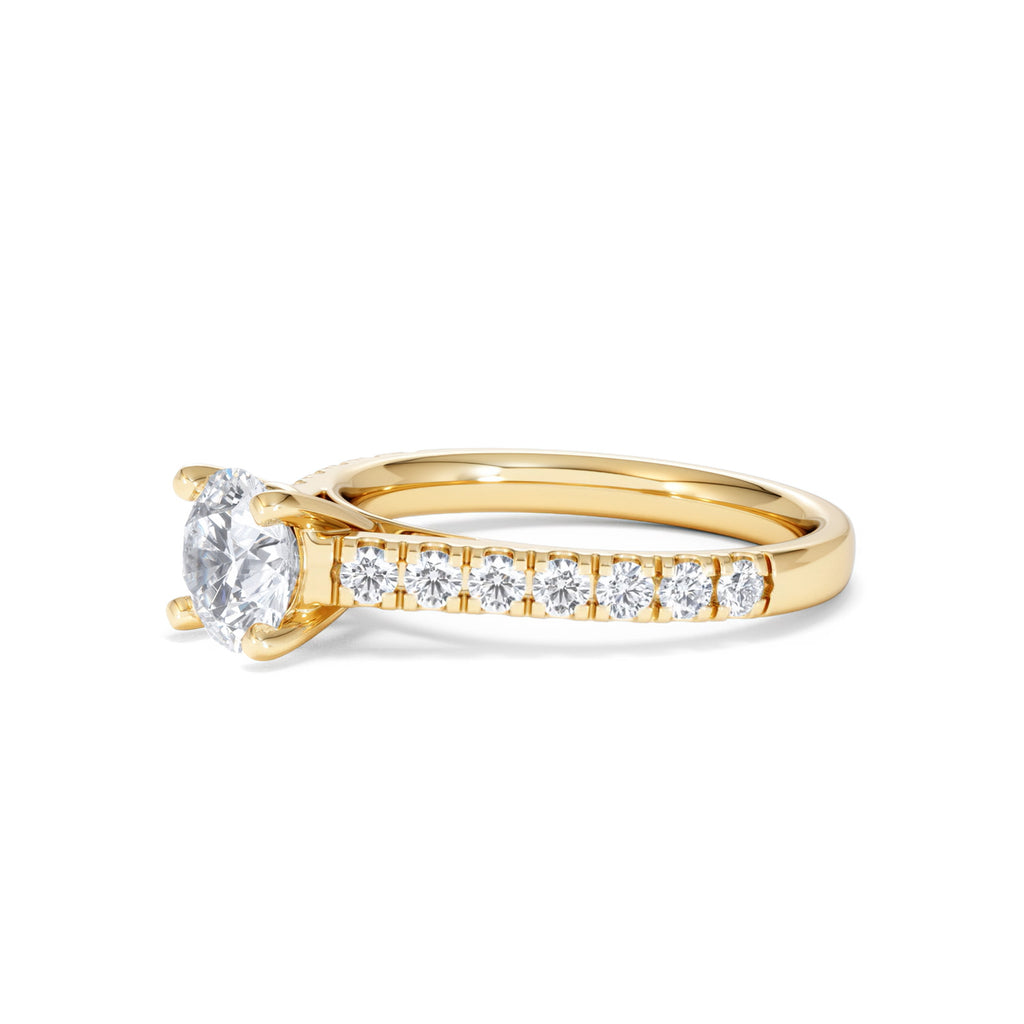 Natalia Lab Diamond Engagement Side Stone Ring 18K Gold 1.50CT F/VS1