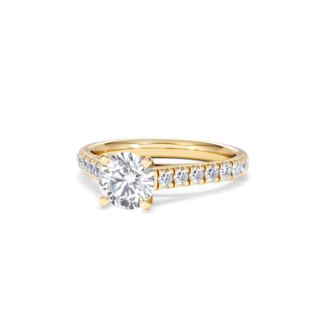 Natalia Lab Diamond Engagement Side Stone Ring 18K Gold 1.50CT F/VS1