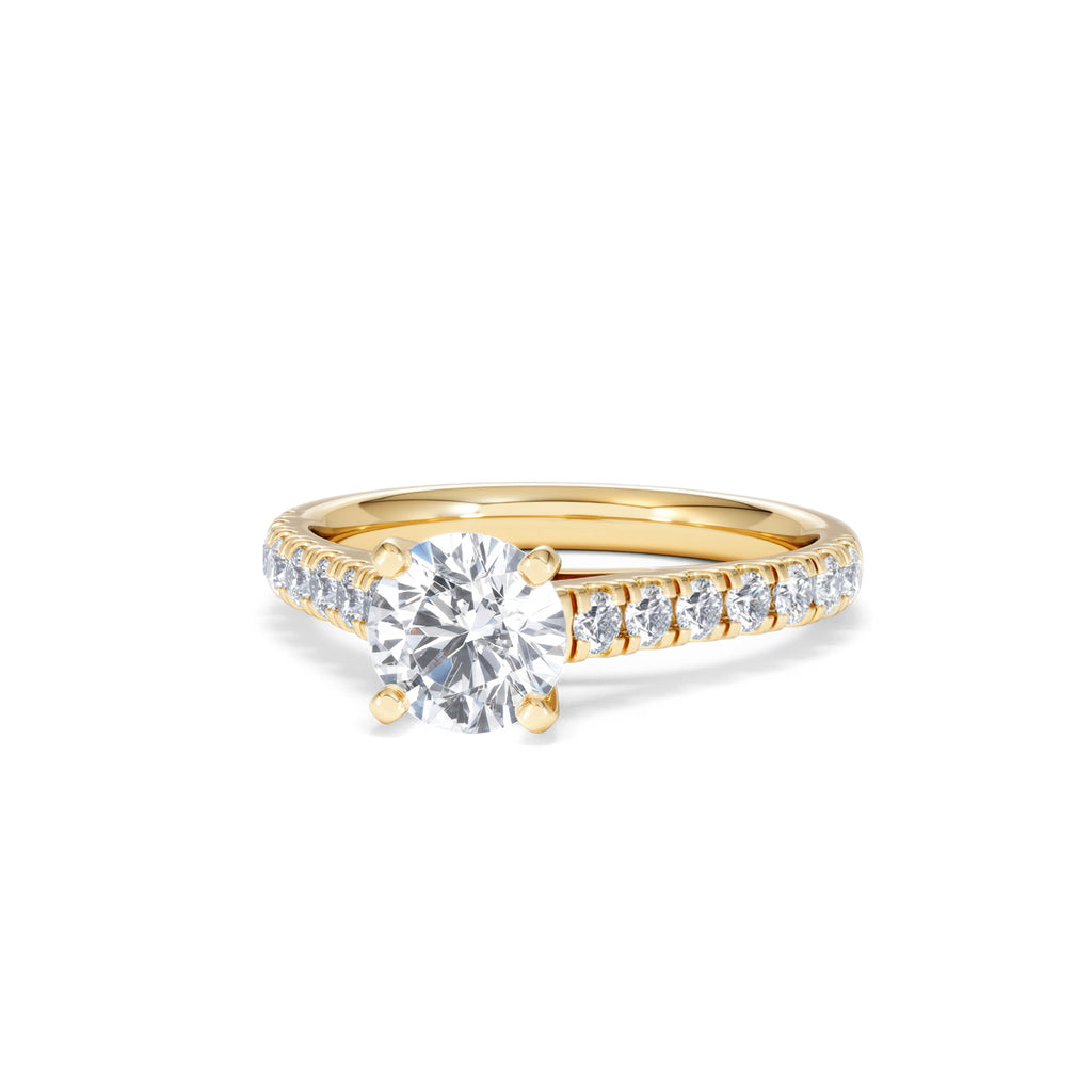 Natalia Lab Diamond Engagement Side Stone Ring 18K Gold 1.50CT F/VS1