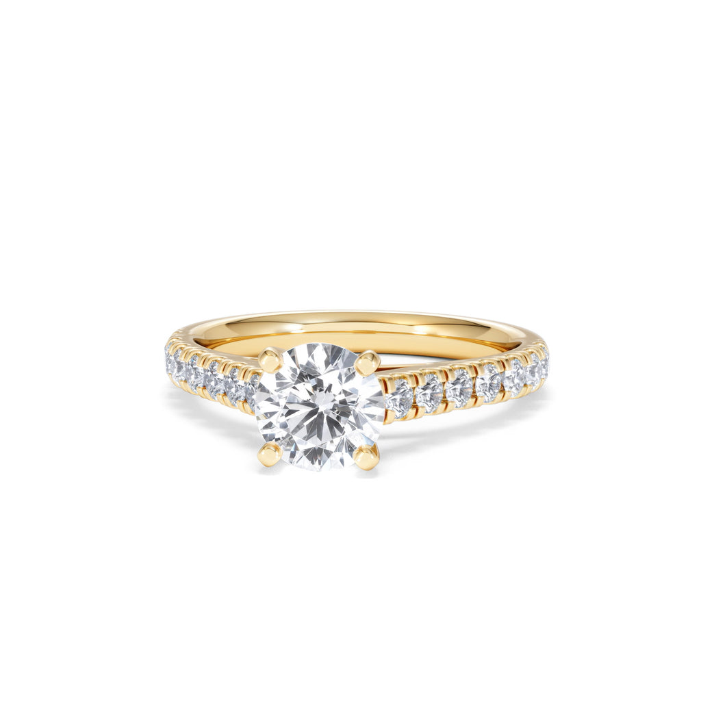 Natalia Lab Diamond Engagement Side Stone Ring 18K Gold 1.50CT F/VS1