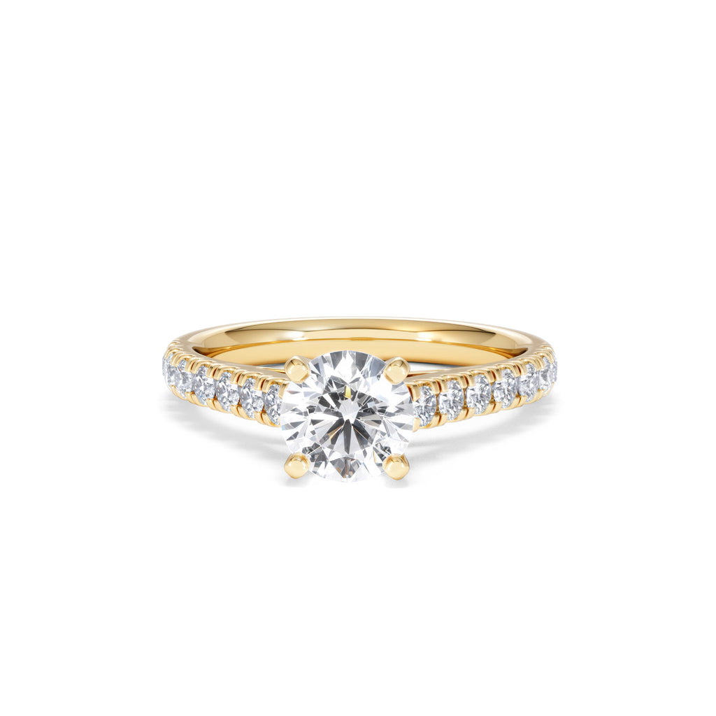 Natalia Lab Diamond Engagement Side Stone Ring 18K Gold 1.50CT F/VS1
