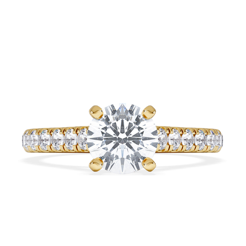 Natalia GIA Diamond Engagement Side Stone Ring 18K Gold 1.40CT G/SI2