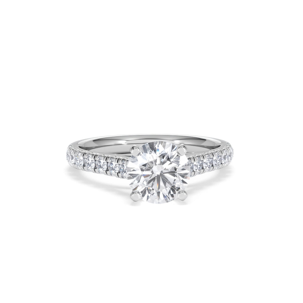 Natalia Lab Diamond Engagement Side Stone Ring Platinum 2.00CT F/VS1