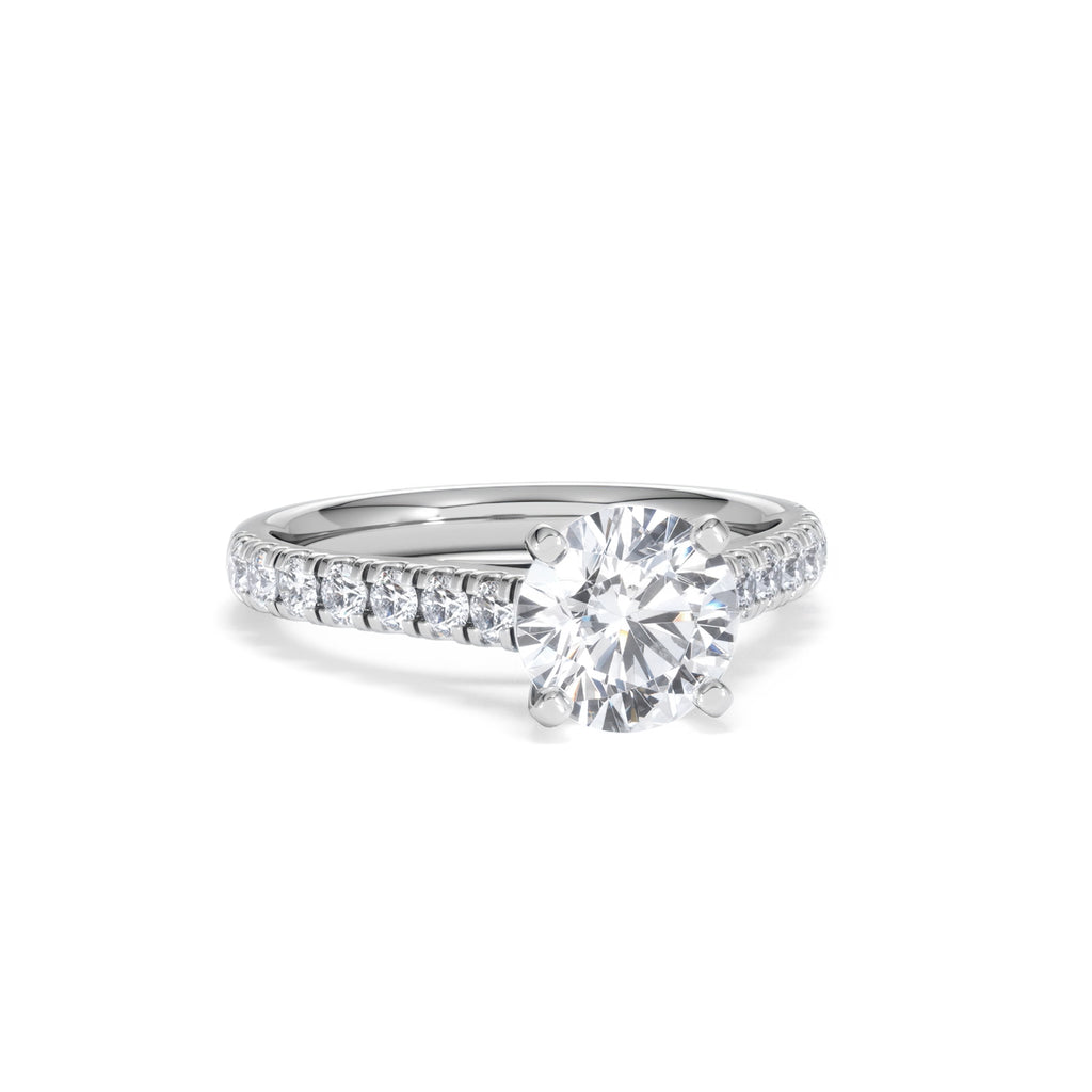 Natalia Lab Diamond Engagement Side Stone Ring Platinum 2.00CT F/VS1