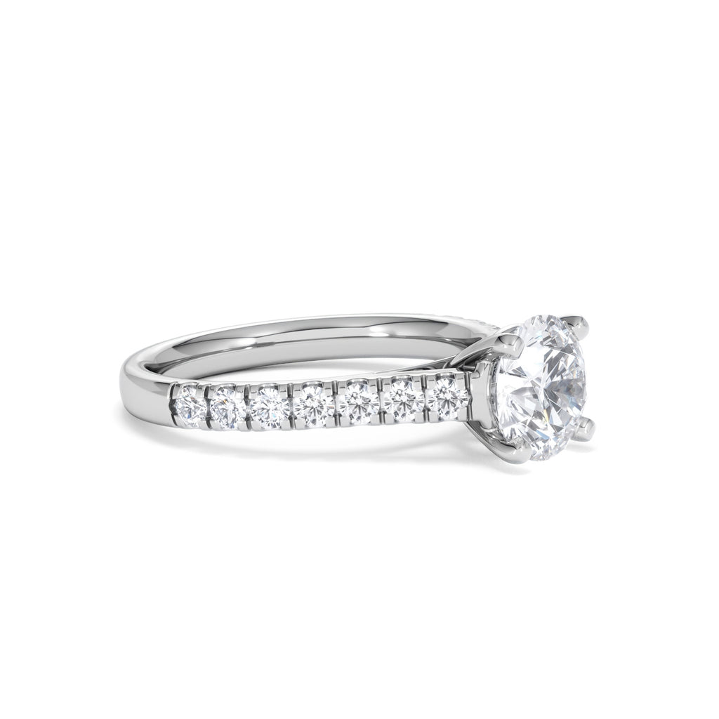 Natalia Lab Diamond Engagement Side Stone Ring Platinum 2.00CT F/VS1