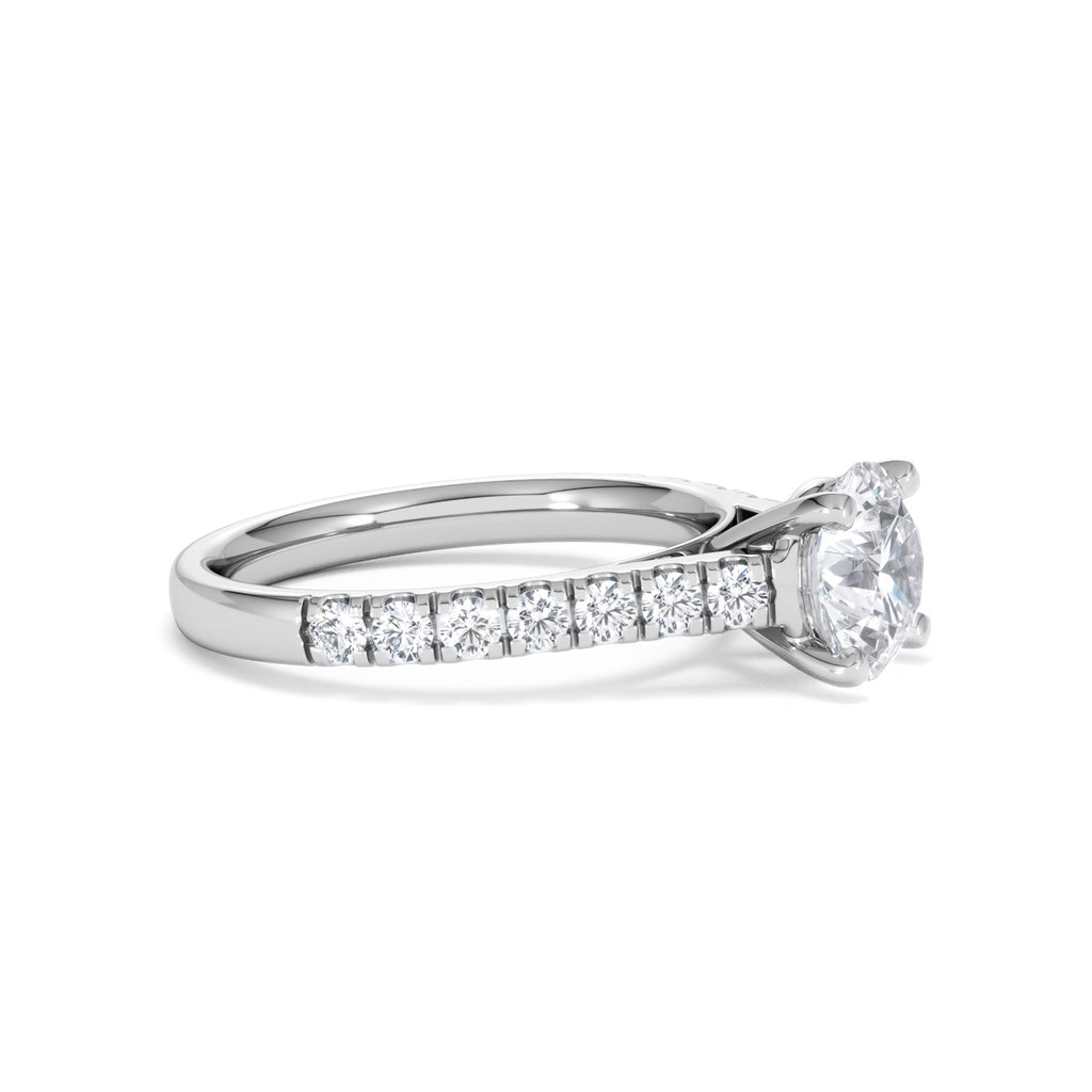 Natalia Lab Diamond Engagement Side Stone Ring Platinum 2.00CT F/VS1